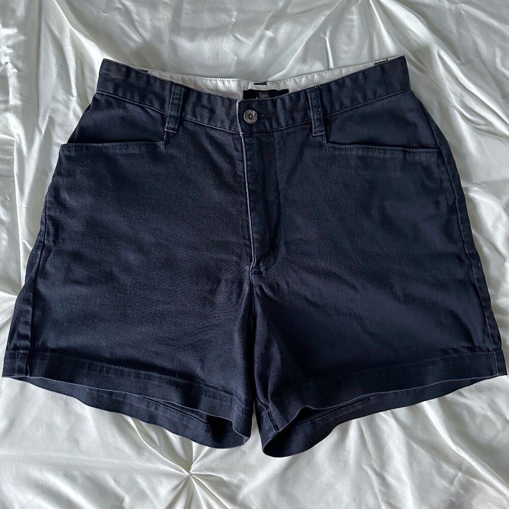 Vintage Lee Khakis Mid Rise Chino Shorts Navy Blue